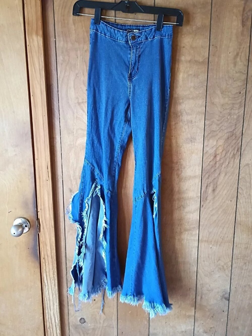 Fashion Nova Extreme Distressed Flare Jeans Size 3 USA Made Festival Y2K